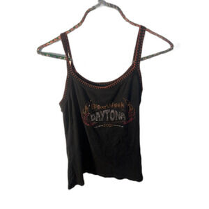 Vintage 2007 Biker Design Daytona Bike Week Rhinestone Tank Top 2XL Y2K